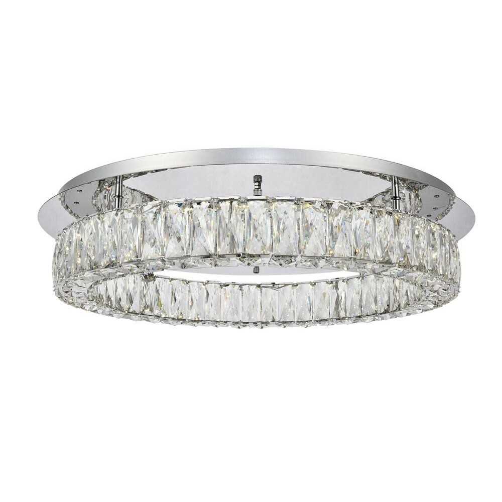 Elegant Lighting Monroe Led Light Chrome Flush Mount Clear Royal Cut Crystal