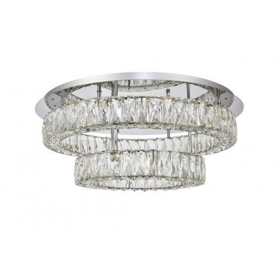 Elegant Lighting Monroe Led Light Chrome Flush Mount Clear Royal Cut Crystal