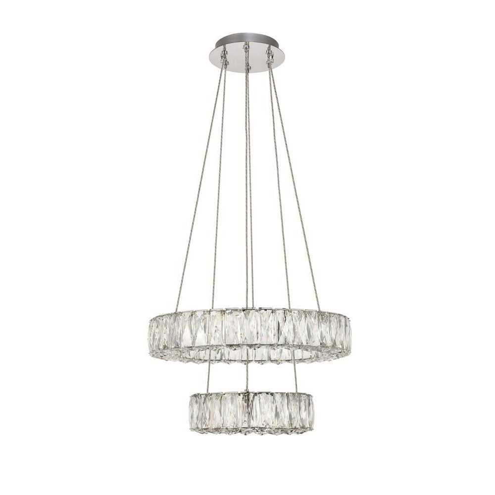 Elegant Lighting Monroe Integrated Led Chip Light Chrome Pendant Clear Royal Cut Crystal