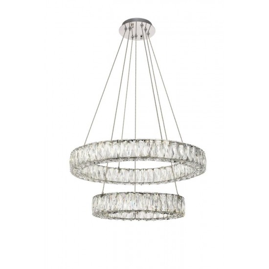 Elegant Lighting Monroe Integrated Led Chip Light Chrome Chandelier Clear Royal Cut Crystal