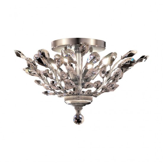 Elegant Lighting Orchid 4 Light Chrome Flush Mount Clear Elegant Cut Crystal