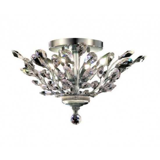 Elegant Lighting Orchid 4 Light Chrome Flush Mount Clear Elegant Cut Crystal