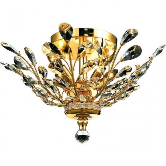 Elegant Lighting Orchid 4 Light Gold Flush Mount Clear Elegant Cut Crystal