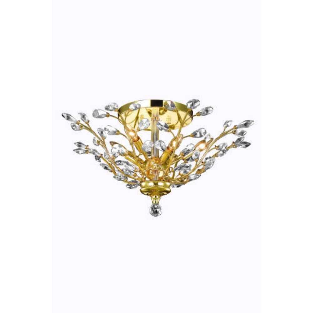 Elegant Lighting Orchid 6 Light Gold Flush Mount Clear Elegant Cut Crystal