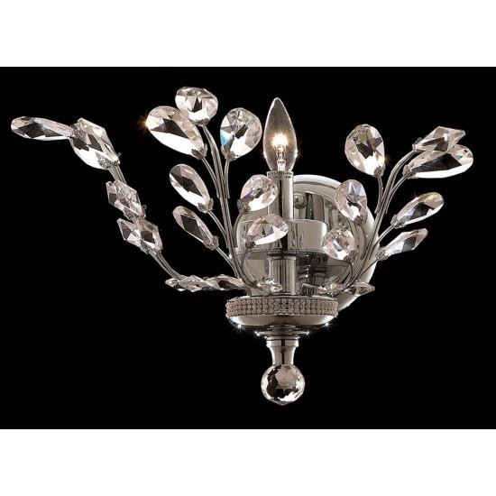 Elegant Lighting Orchid 1 Light Chrome Wall Sconce Clear Spectra Swarovski Crystal