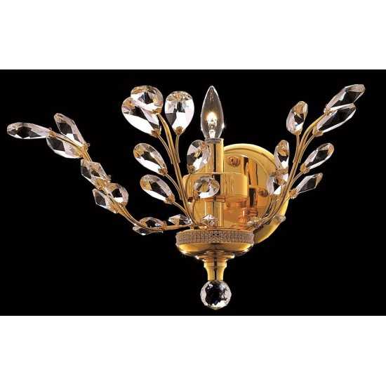 Elegant Lighting Orchid 1 Light Gold Wall Sconce Clear Swarovski Elements Crystal