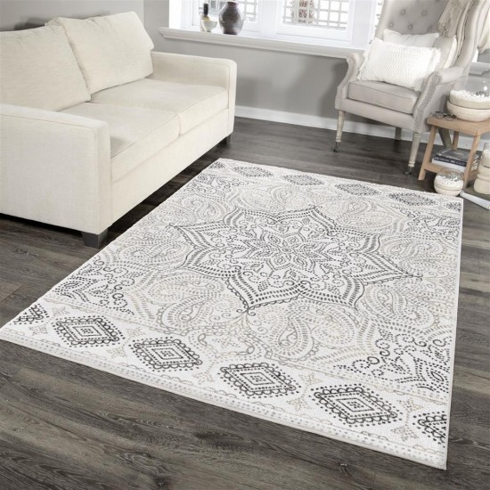 Palmetto Living Paisley Points White 5'1" x 7'6"