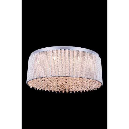 Elegant Lighting Influx 14 Light Chrome Flush Mount Clear Royal Cut Crystal