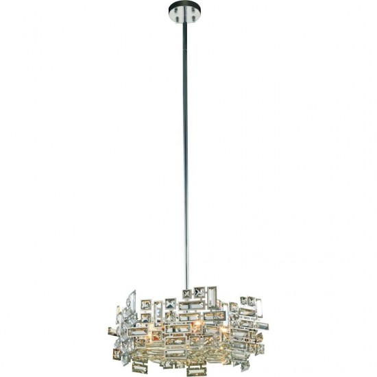 Elegant Lighting Picasso 6 Light Chrome Pendant Clear Royal Cut Crystal