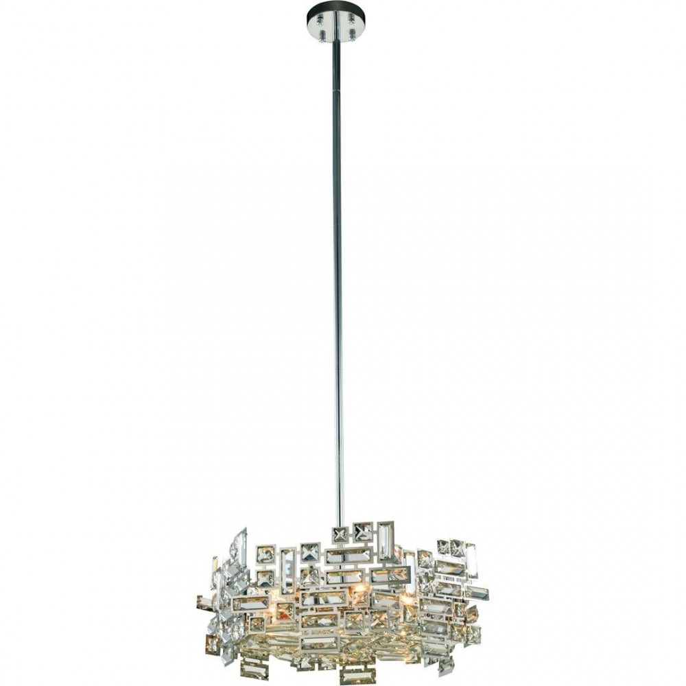 Elegant Lighting Picasso 6 Light Chrome Pendant Clear Royal Cut Crystal