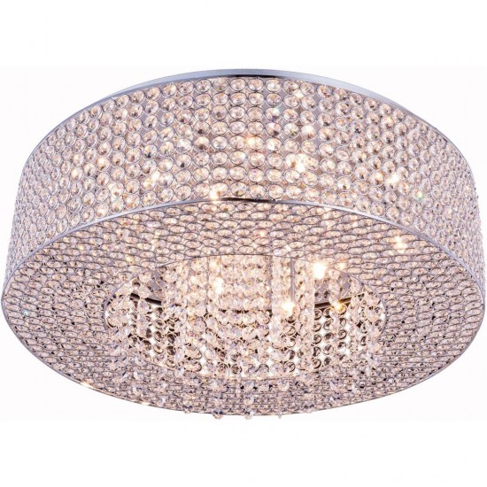 Elegant Lighting Amelie 10 Light Chrome Flush Mount Clear Royal Cut Crystal