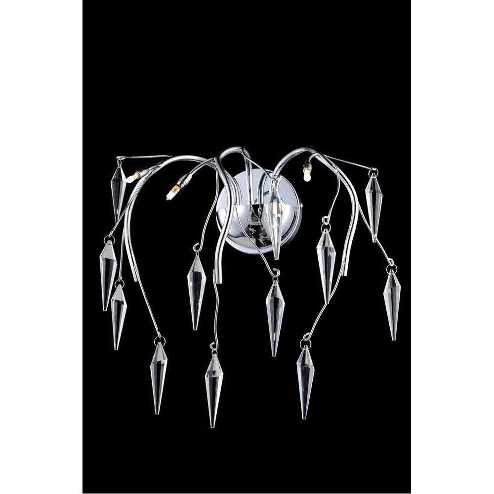 Elegant Lighting Amour 3 Light Chrome Wall Sconce Clear Swarovski Elements Crystal