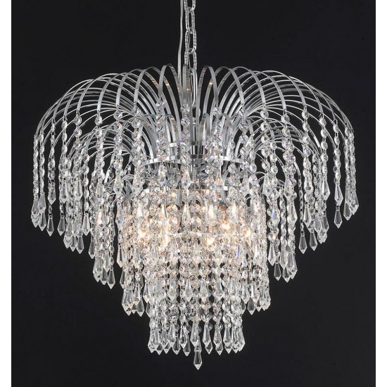 Elegant Lighting Falls 6 Light Chrome Chandelier Clear Elegant Cut Crystal