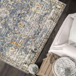 Palmetto Living Ankara Field Distressed Blue (5'3"x7'6")