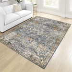 Palmetto Living Ankara Field Distressed Blue (7'10"x10'10")