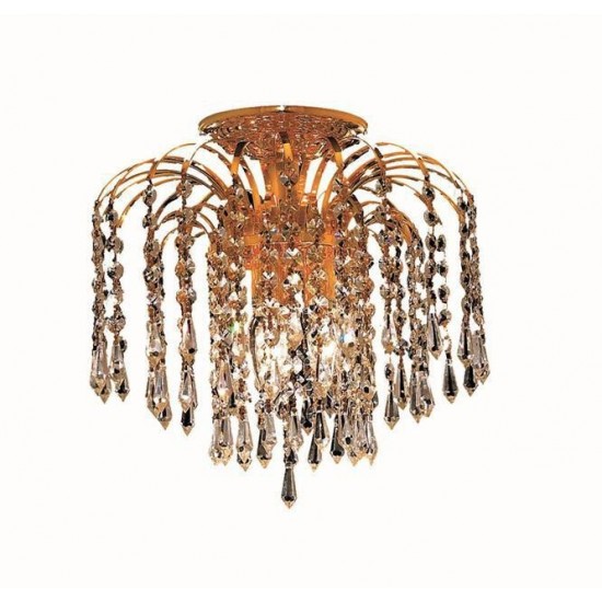 Elegant Lighting Falls 3 Light Gold Flush Mount Clear Swarovski Elements Crystal