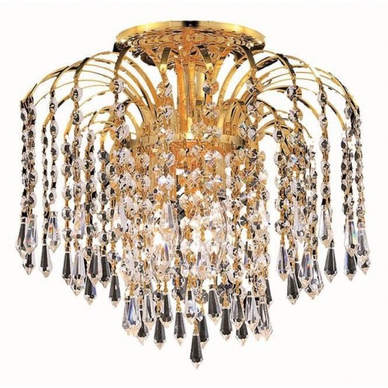 Elegant Lighting Falls 4 Light Gold Flush Mount Clear Swarovski Elements Crystal