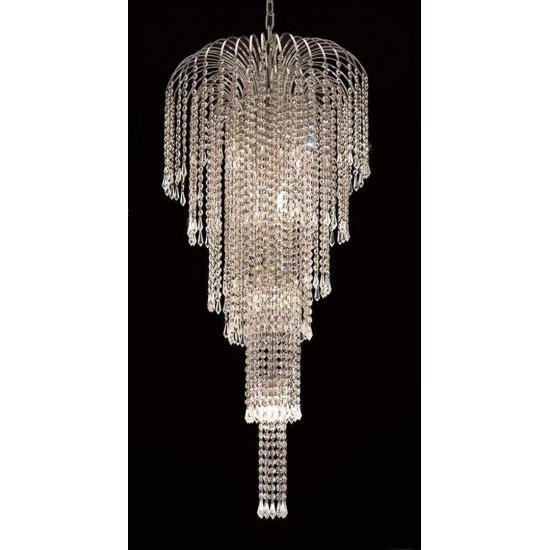 Elegant Lighting Falls 9 Light Chrome Chandelier Clear Elegant Cut Crystal