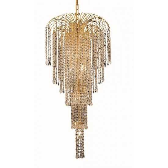 Elegant Lighting Falls 9 Light Gold Chandelier Clear Elegant Cut Crystal