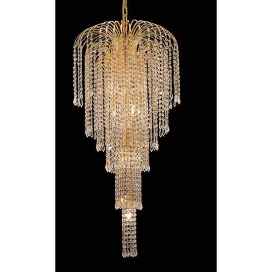 Elegant Lighting Falls 9 Light Gold Chandelier Clear Royal Cut Crystal