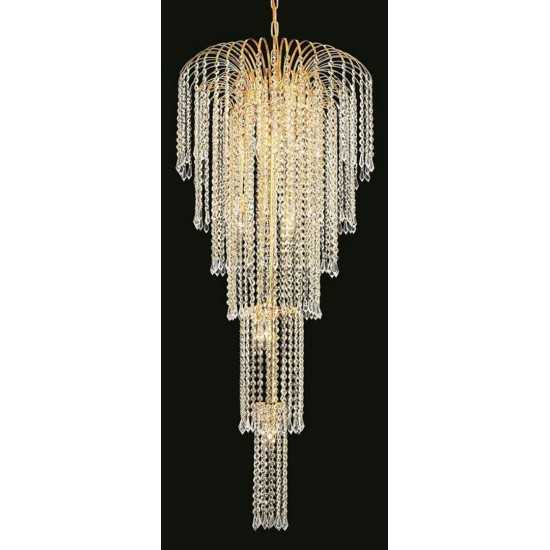 Elegant Lighting Falls 9 Light Gold Chandelier Clear Royal Cut Crystal