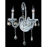 Elegant Lighting Verona 2 Light Chrome Wall Sconce Golden Teak (Smoky) Swarovski Elements Crystal