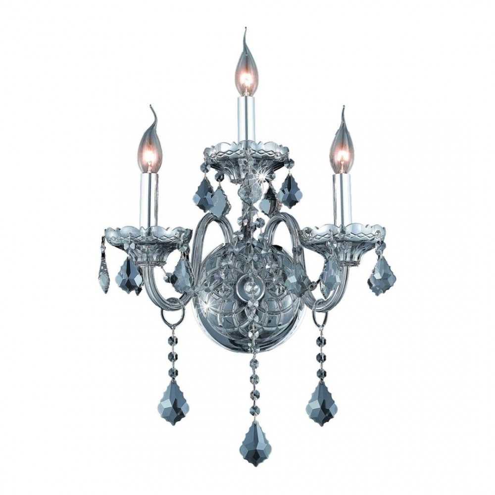 Elegant Lighting Verona 3 Light Silver Shade Wall Sconce Silver Shade (Grey) Swarovski Elements Crystal