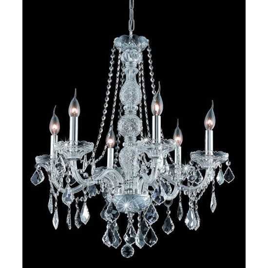 Elegant Lighting Verona 6 Light Chrome Chandelier Clear Spectra Swarovski Crystal