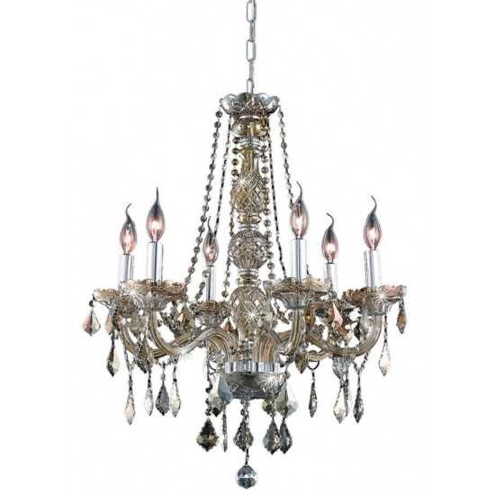 Elegant Lighting Verona 6 Light Golden Teak Chandelier Golden Teak (Smoky) Royal Cut Crystal