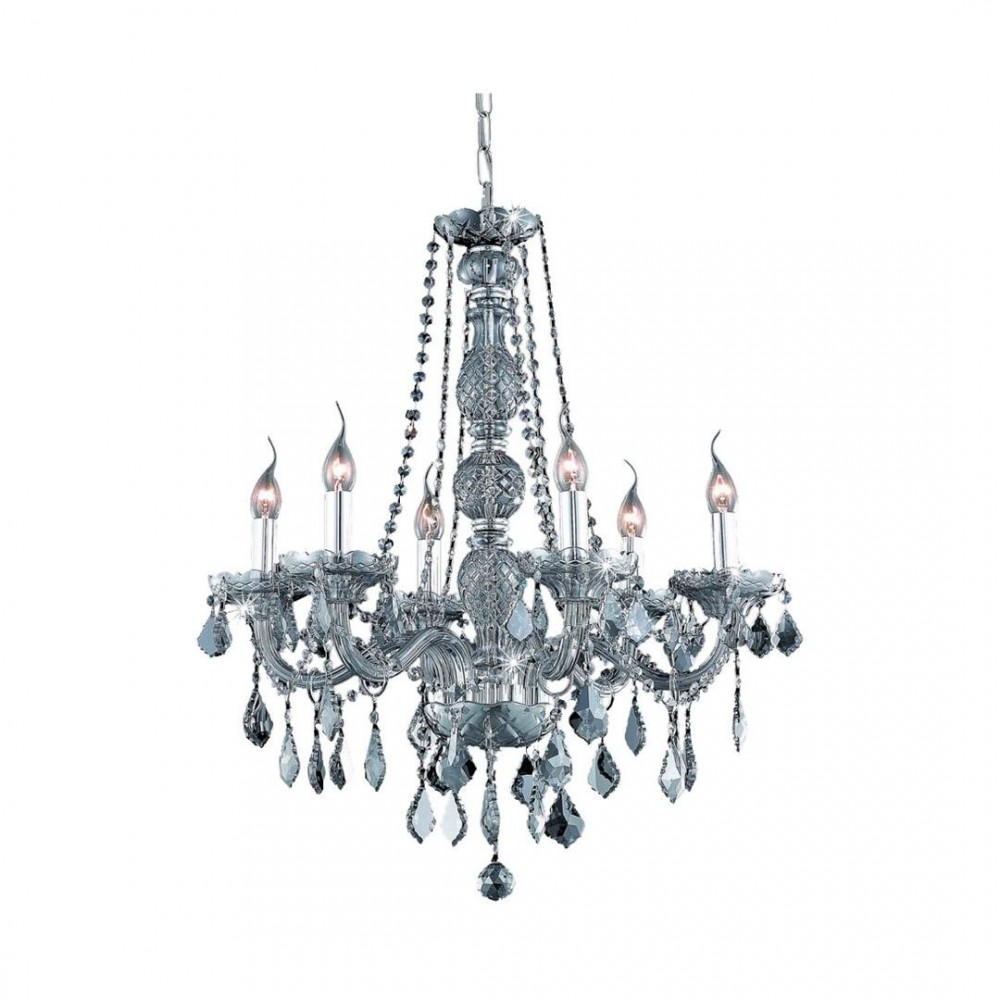 Elegant Lighting Verona 6 Light Silver Shade Chandelier Silver Shade (Grey) Royal Cut Crystal