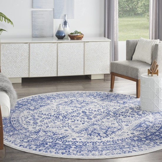 Nourison Whimsicle WHS15 Area Rug, Ivory/Navy, 8' x Round