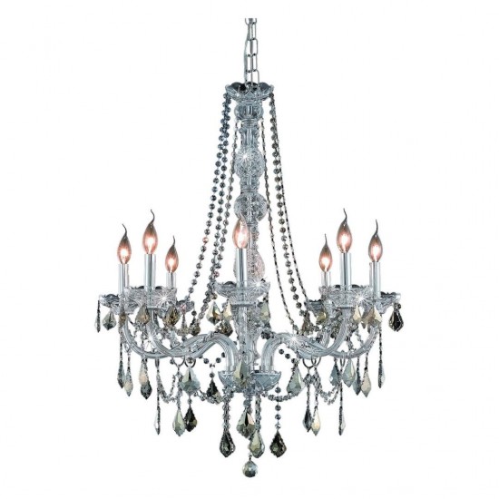 Elegant Lighting Verona 8 Light Chrome Chandelier Golden Teak (Smoky) Royal Cut Crystal