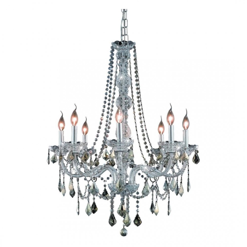 Elegant Lighting Verona 8 Light Chrome Chandelier Golden Teak (Smoky) Royal Cut Crystal