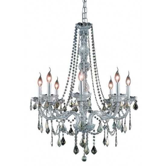 Elegant Lighting Verona 8 Light Chrome Chandelier Golden Teak (Smoky) Royal Cut Crystal