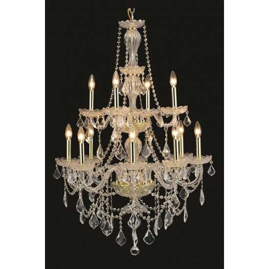 Elegant Lighting Giselle 12 Light Gold Chandelier Clear Royal Cut Crystal