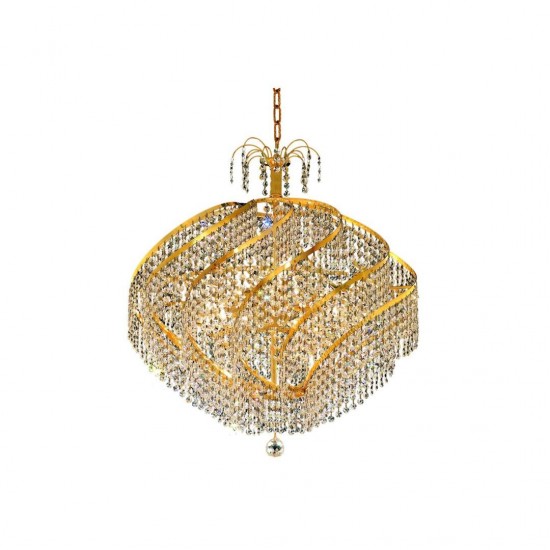Elegant Lighting Spiral 15 Light Gold Chandelier Clear Royal Cut Crystal