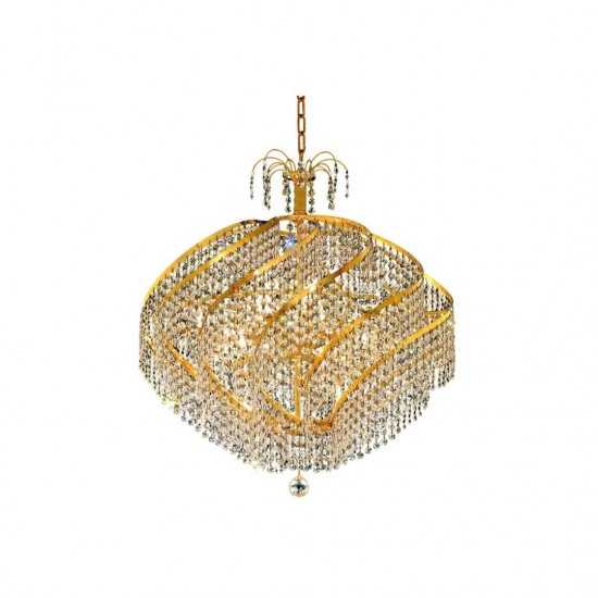 Elegant Lighting Spiral 15 Light Gold Chandelier Clear Royal Cut Crystal