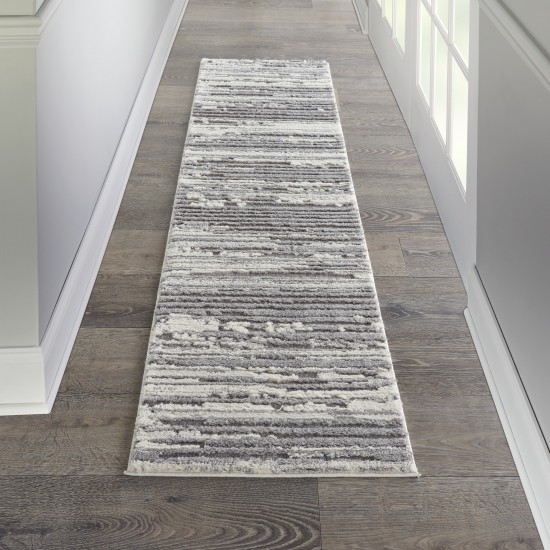 Nourison Zermatt ZER02 Runner Rug, Grey/Ivory, 2'2" x 7'6"