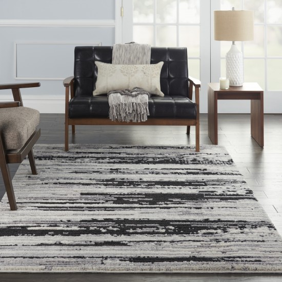 Nourison Zermatt ZER02 Area Rug, Ivory/Charcoal, 5'3" x 7'3"