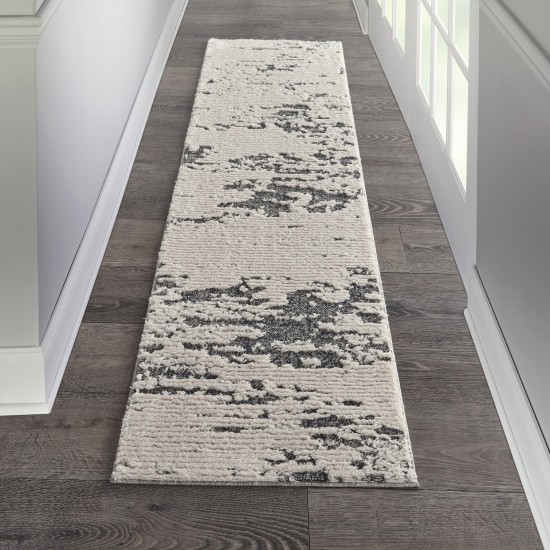 Nourison Zermatt ZER03 Runner Rug, Ivory/Blue, 2'2" x 7'6"