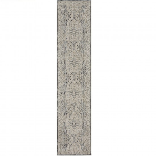 Nourison Lynx 2'3" x 10' Ivory Charcoal Bohemian Indoor Rug