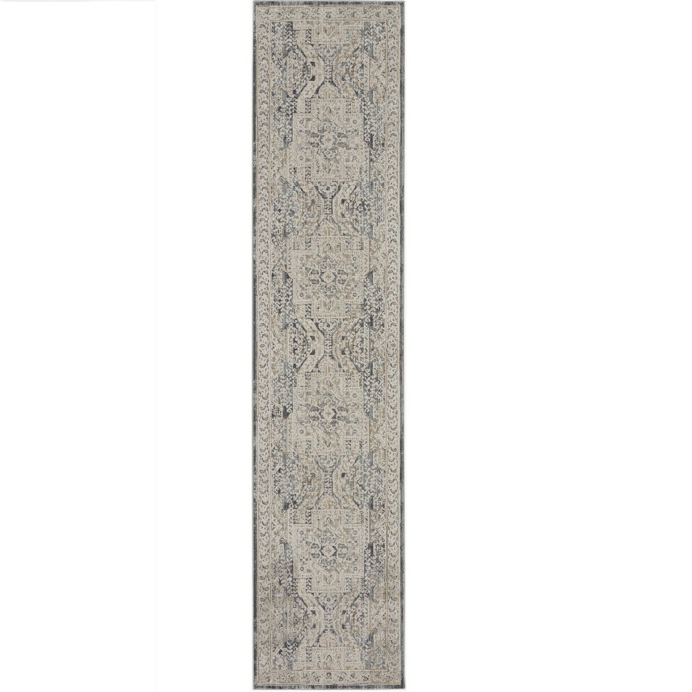 Nourison Lynx 2'3" x 10' Ivory Charcoal Bohemian Indoor Rug