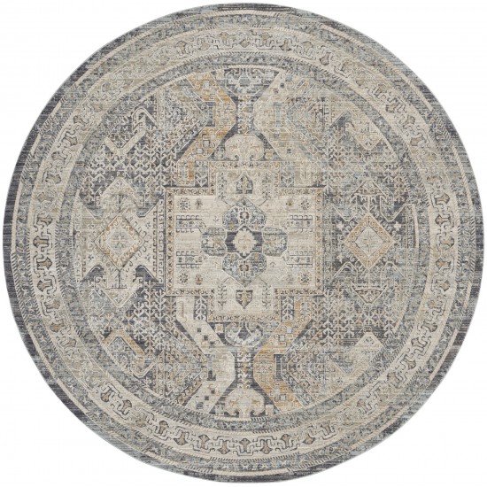 Nourison Lynx 7'10" Round Ivory Charcoal Bohemian Indoor Rug