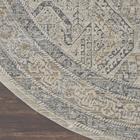 Nourison Lynx 7'10" Round Ivory/Grey/Blue Bohemian Indoor Rug