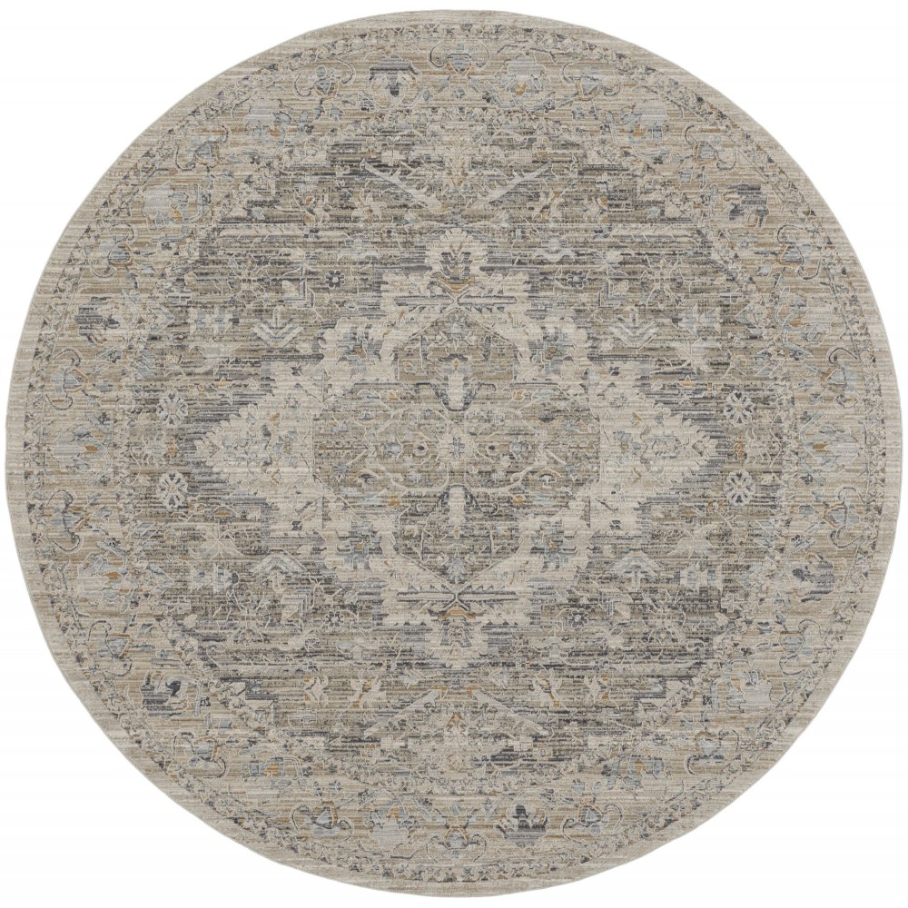 Nourison Lynx 7'10" Round Ivory Taupe Vintage Indoor Rug Nourison Lynx 7'10" Round Ivory Taupe Vintage Indoor Rug