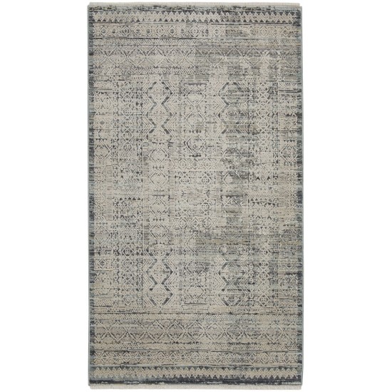 Nourison Lynx 2'6" x 4'6" Ivory Blue Bohemian Indoor Rug