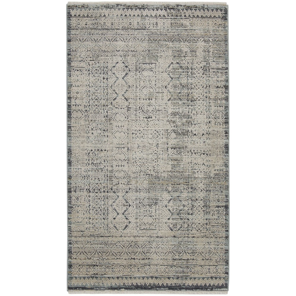 Nourison Lynx 2'6" x 4'6" Ivory Blue Bohemian Indoor Rug