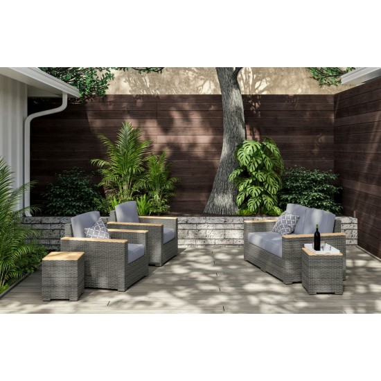 Boca Raton Outdoor Loveseat, Arm Chair Pair and Two Side Tables by homestyles