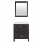 Eviva Aberdeen 24" Espresso Transitional Bathroom Vanity w/ White Carrara Top