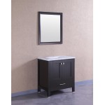 Eviva Aberdeen 24" Espresso Transitional Bathroom Vanity w/ White Carrara Top